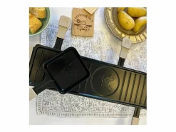 Sale Aparato de raclette para 4 personas 800W, placa antiadherente desmontable, 4 sartenes de madera natural, compacto y ligero Pequeño Electrodoméstico