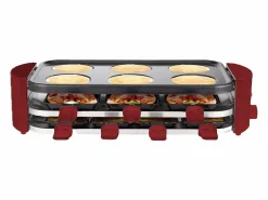 Little Balance Aparato Multifuncional para Raclette 8 Personas con 6 Zonas para Pizzas y Crepes, 1600W, Recubrimiento Antiadherente Sin PFAS