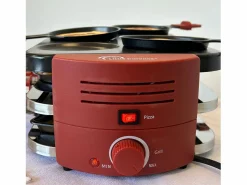 Little Balance Aparato Multifuncional para Raclette 8 Personas con 6 Zonas para Pizzas y Crepes, 1600W, Recubrimiento Antiadherente Sin PFAS