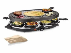 Clearance Princess Aparato para raclette 8 personas 1200W, termostato ajustable, placa grill antiadherente extraíble Negro