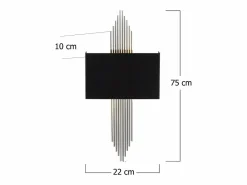 New OZAIA Aplique art déco en metal negro y plateado - L. 22 x Alt. 75 cm - SANGARIUS Negro / Plateado