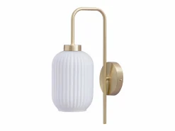 New Aplique de latón dorado y vidrio blanco L.25 x Alt.41 cm - LOUXOR Aplique Para Pared