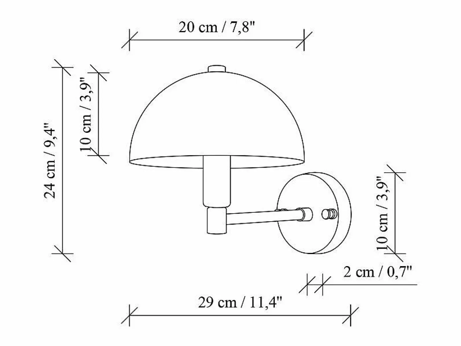 Outlet Aplique de pared con forma de seta en metal efecto latón - A. 29 x D. 20 cm - ELDO Aplique Para Pared