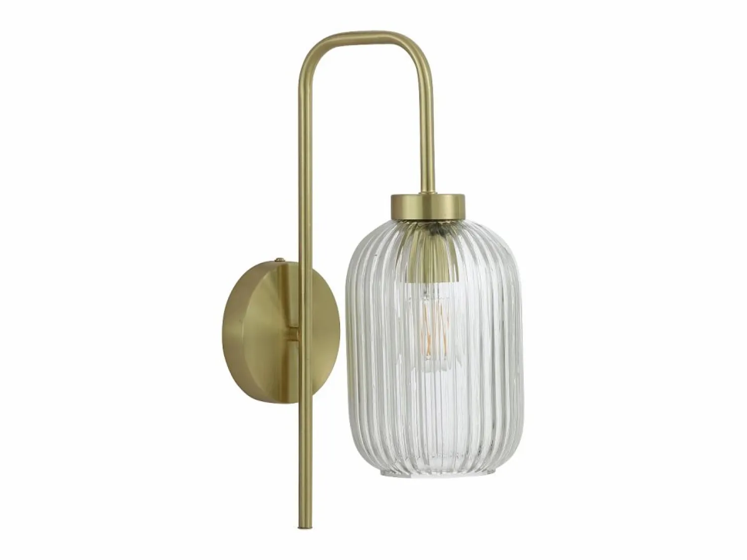 OZAIA Aplique de pared de metal y cristal acanalado - An. 25 x Al. 41 cm - - LOUXOR Dorado
