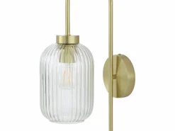 OZAIA Aplique de pared de metal y cristal acanalado - An. 25 x Al. 41 cm - - LOUXOR Dorado