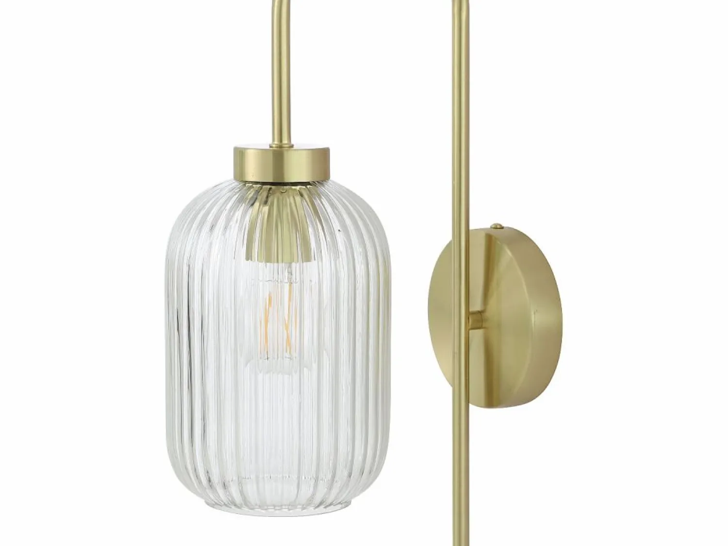 OZAIA Aplique de pared de metal y cristal acanalado - An. 25 x Al. 41 cm - - LOUXOR Dorado