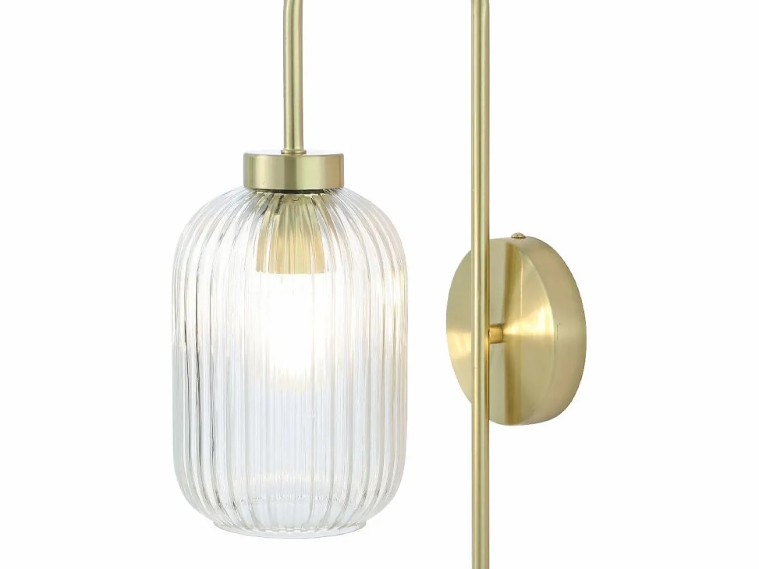 OZAIA Aplique de pared de metal y cristal acanalado - An. 25 x Al. 41 cm - - LOUXOR Dorado