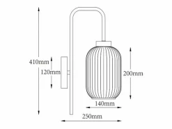 OZAIA Aplique de pared de metal y cristal acanalado - An. 25 x Al. 41 cm - - LOUXOR Dorado