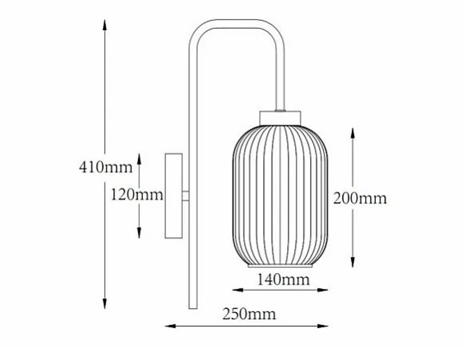 OZAIA Aplique de pared de metal y cristal acanalado - An. 25 x Al. 41 cm - - LOUXOR Dorado
