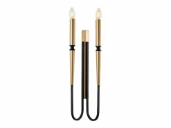 Sale OZAIA Aplique de pared estilo candelabro en metal - Dorado y negro - Alt. 58 cm - OVYLA Negro / Dorado