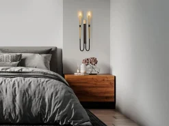 Sale OZAIA Aplique de pared estilo candelabro en metal - Dorado y negro - Alt. 58 cm - OVYLA Negro / Dorado