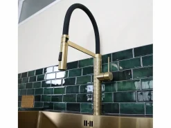 Clearance Essebagno Architek Mezclador de fregadero con rociador móvil Dorado