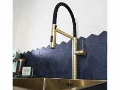 Clearance Essebagno Architek Mezclador de fregadero con rociador móvil Dorado