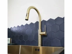 Discount Essebagno Architek mezclador de fregadero con rociador extraíble oro cepillado Dorado