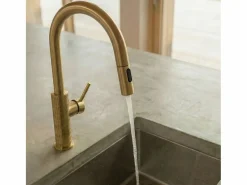 Discount Essebagno Architek mezclador de fregadero con rociador extraíble oro cepillado Dorado