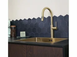 Discount Essebagno Architek mezclador de fregadero con rociador extraíble oro cepillado Dorado