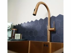 Essebagno Architek mezclador de fregadero con rociador extraíble cobre cepillado