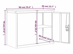 Archivador antracita 90x40x70 cm acero Armario Oficina