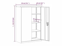 Clearance Archivador antracita 90x40x140 cm acero Armario Oficina