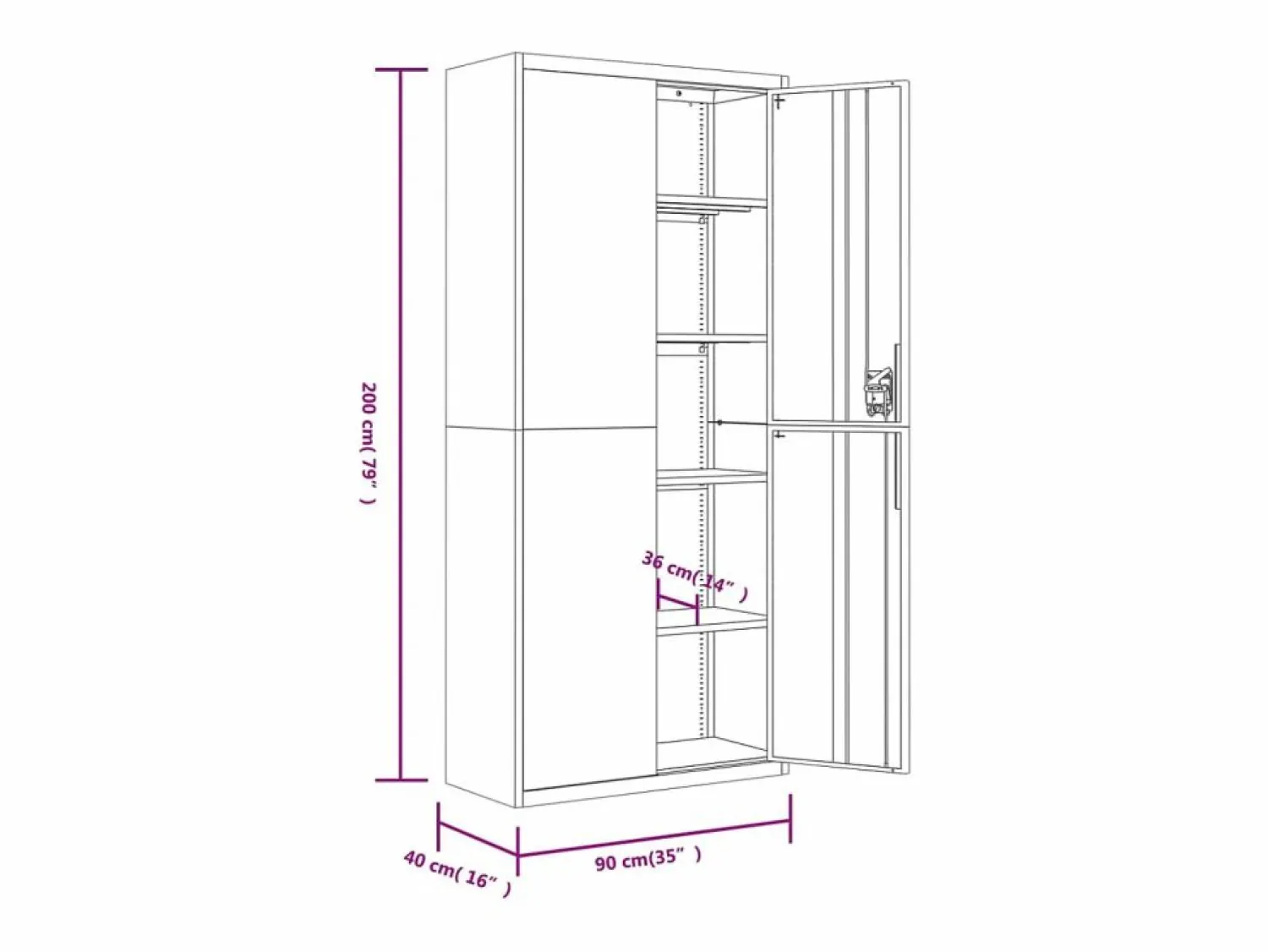 Hot Archivador antracita 90x40x200 cm Acero Marru00f3n