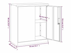 Archivador antracita 79x40x90 cm acero