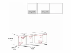 Hot TuHome Archivador de pared en melamina con 3 estantes y puerta abatible superior , , 37.8 cm X 119.9 cm X 33 cm Gris