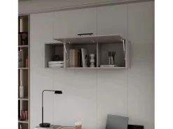 Hot TuHome Archivador de pared en melamina con 3 estantes y puerta abatible superior , , 37.8 cm X 119.9 cm X 33 cm Gris