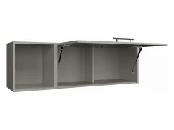 Hot TuHome Archivador de pared en melamina con 3 estantes y puerta abatible superior , , 37.8 cm X 119.9 cm X 33 cm Gris