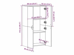 Archivador de roble Sonoma 60x32x115 cm madera de ingeniería