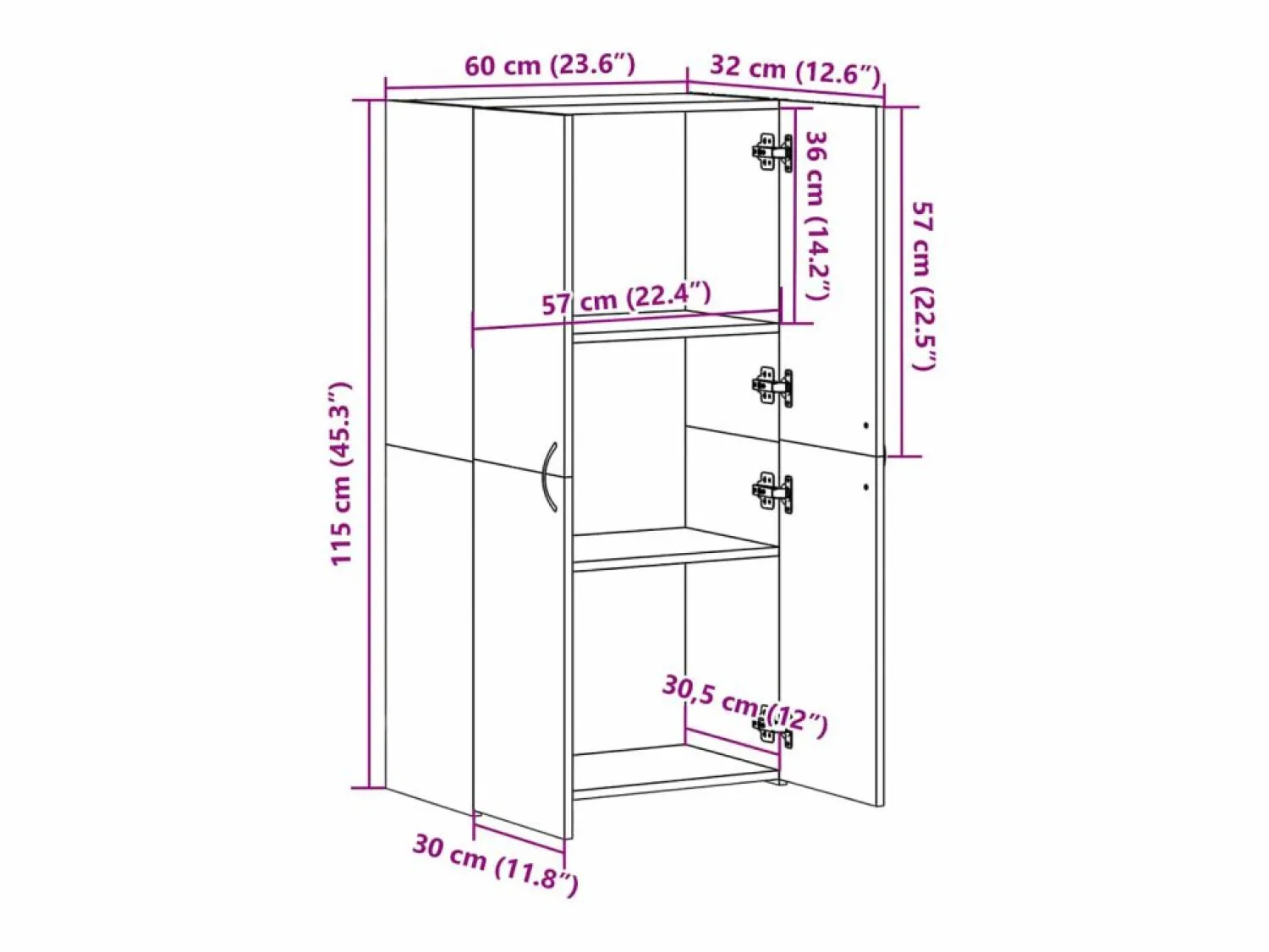 Archivador de roble Sonoma 60x32x115 cm madera de ingeniería