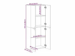 Archivador hormigón 60x32x153 cm madera de ingeniería
