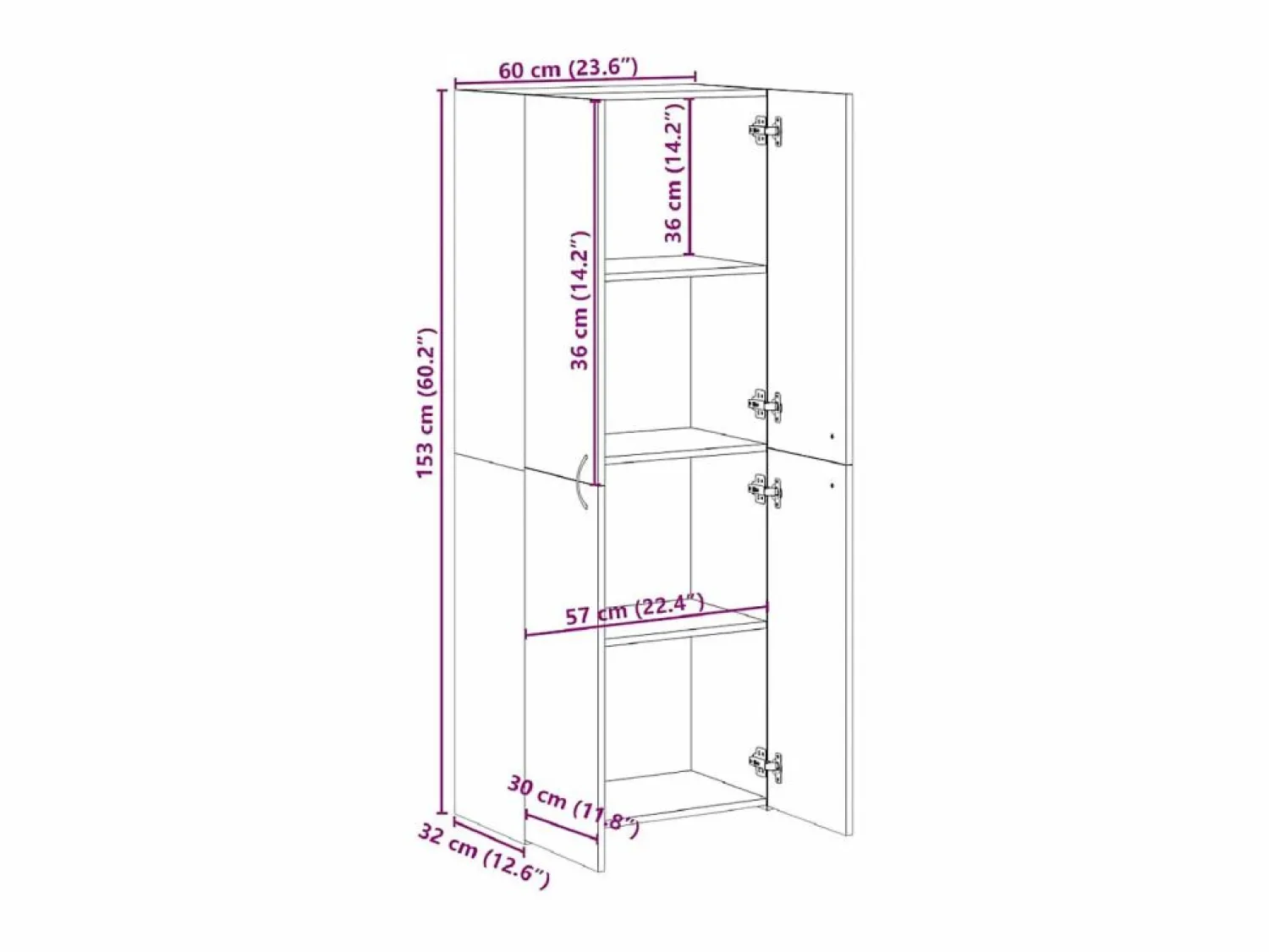 Outlet Archivador Sonoma 60x32x153cm madera de ingeniería Armario Oficina