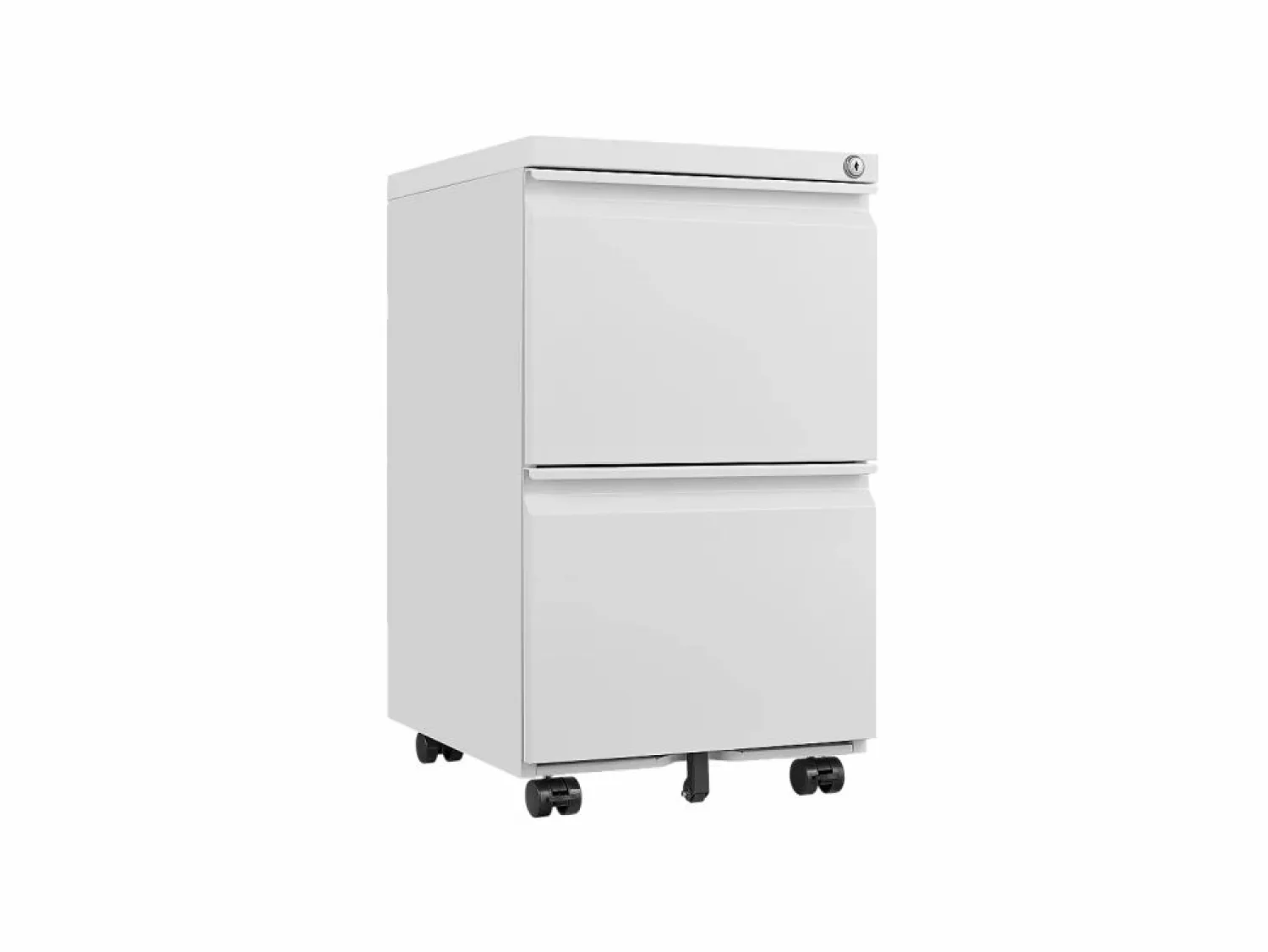 Clearance Archivador móvil 2 cajones, metal, con cerradura, bajo el escritorio, (39x45x72,4 cm) Blanco