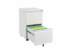 Clearance Archivador móvil 2 cajones, metal, con cerradura, bajo el escritorio, (39x45x72,4 cm) Blanco
