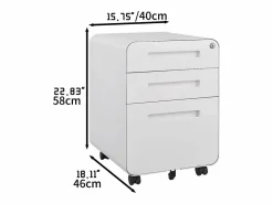 Sale Archivador móvil con 3 cajones, de metal, con cerradura, con ruedas, (46x40x58 cm) Armario Oficina