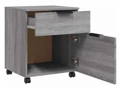 Hot vidaxl Archivador ruedas madera contrachapada Sonoma 45x38x54 cm Gris