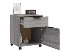 Hot vidaxl Archivador ruedas madera contrachapada Sonoma 45x38x54 cm Gris