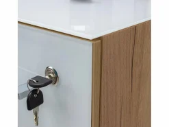 Sale Archivo con ruedas Gw-Monteria repro roble Navarra y blanco Cajonera De Escritorio