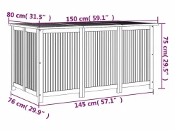 Hot Arcón de jardín 150x80x75 cm madera maciza de acacia Marru00f3n
