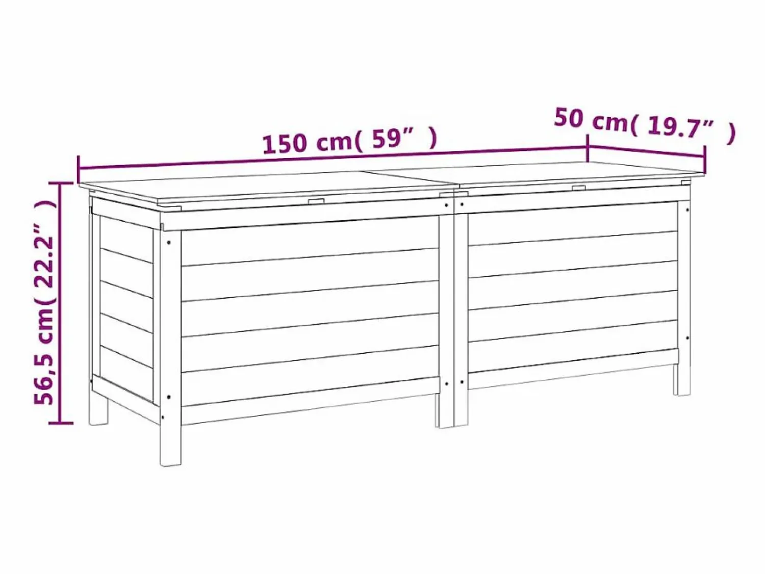 vidaxl Arcón jardín madera maciza abeto 150x50x56,5 cm