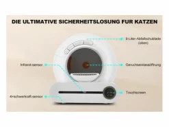 Arenero para gatos de autolimpieza adaptativa de 65L para varios gatos.