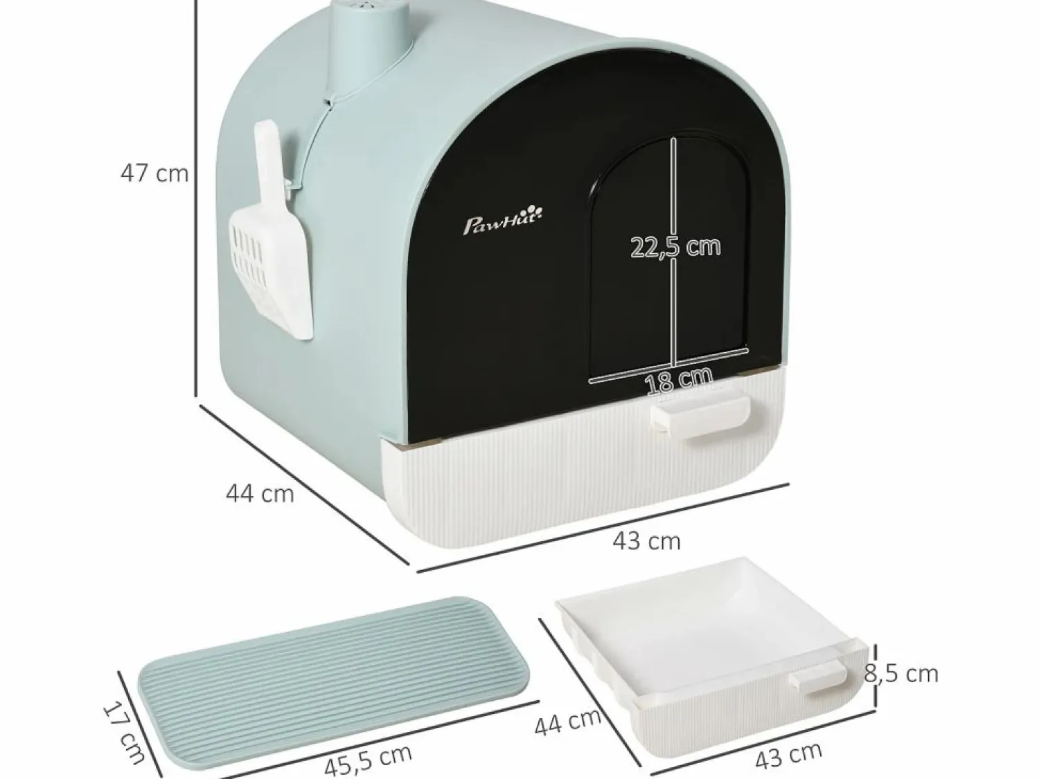 PawHut Arenero para gatos 43x44x47 cm