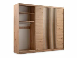 New Armario 4 puertas 2 cajones con espejo L250 cm color natural - SIDOVIA Armario