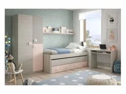 Hot Loungitude Armario 3 puertas aglomerado rosa 200x90x52cm Gris