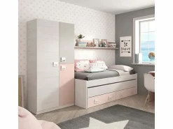Hot Loungitude Armario 3 puertas aglomerado rosa 200x90x52cm Gris