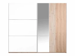 Online Vente-unique armario 2 puertas con espejo L250 cm en blanco y natural claro - ADOSILA Color natural claro / Blanco