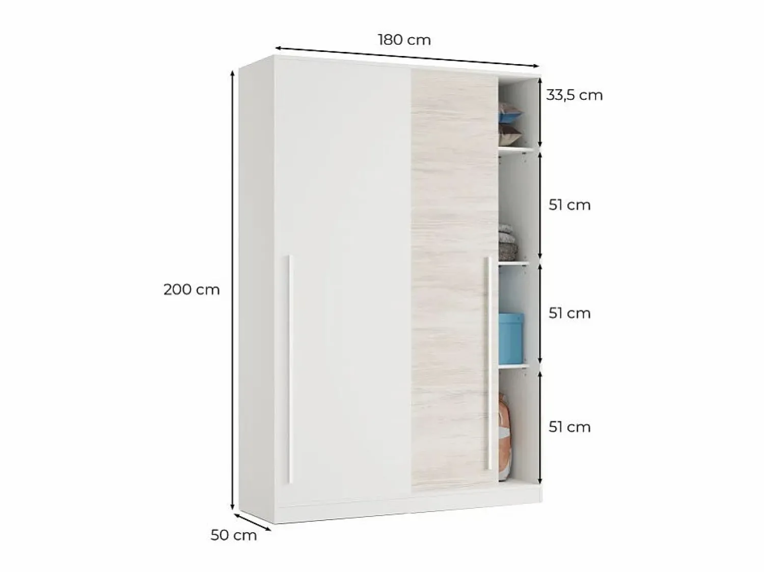 Outlet Armario 2 puertas correderas aglomerado 200x120x50cm Armario