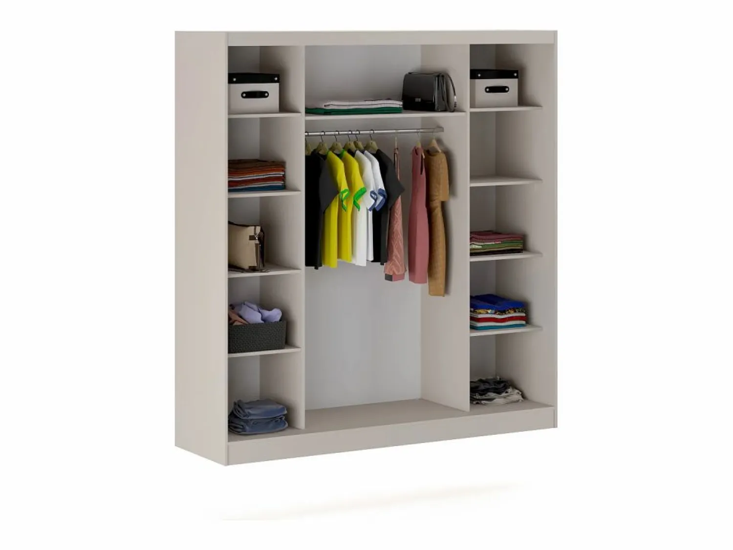 Outlet Vente-unique Armario 2 puertas correderas con espejo An200 cm - OCHIRA Beige