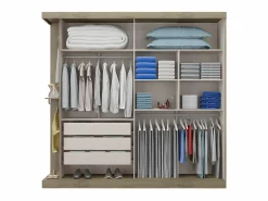 Vente-unique Armario 2 puertas correderas natural y blanco marfil ADALRIK II