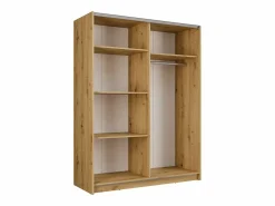 New armario 2 puertas correderas con espejo L150 cm colores natural y negro - CALELA Armario
